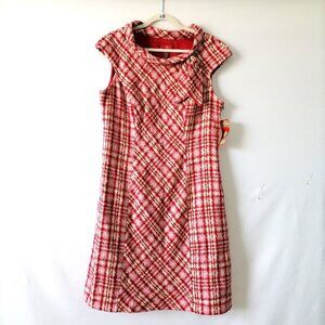 Plaid Red and White Midi Dress